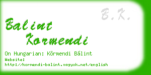 balint kormendi business card
