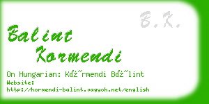 balint kormendi business card